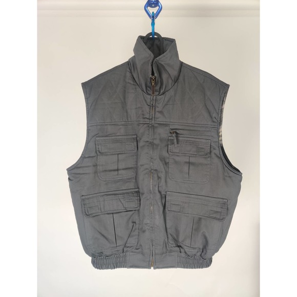 (V) Field & Stream Men's MEDIUM HUNTING WINTER Full-Zip Vest GRAY COTTON TWILL